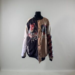 Reason Black and Tan Graphic Bomber Jacket YT12